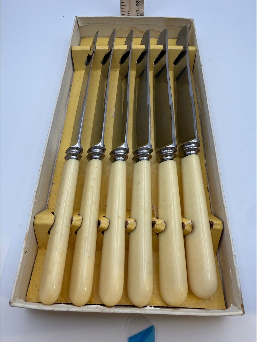 Vintage Larko Lewis Rose Sheffield England Steak Knives Set of 6 w/ Box